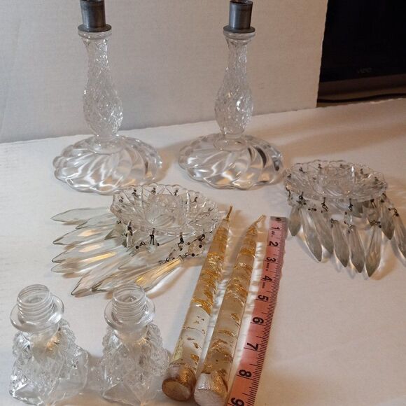 Vintage Candelabra/Prisms/Lucite Candles  - Picture 5 of 11